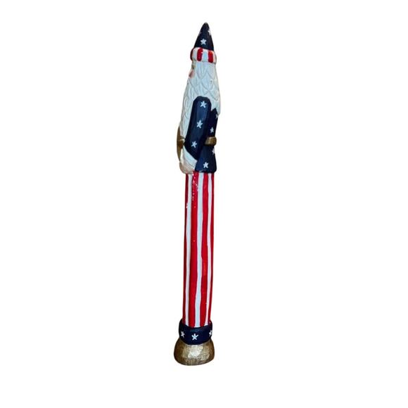 JAMES HADDON Patriotic Santa Pencil Wood Figurine Carving 15" High - Picture 9 of 9